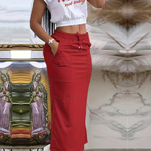 Load image into Gallery viewer, Chic Womens Two-Piece Outfit - Letter Print Short Sleeve Top with Flattering Slim Fit &amp; Drawstring Skirt - Shop &amp; Buy
