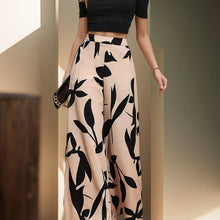 Load image into Gallery viewer, Chic Womens Two-Piece Pantsuit Set - Solid Color T-Shirt with Leaf Print Pants - Shop &amp; Buy
