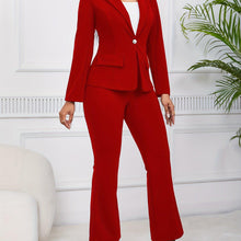 Load image into Gallery viewer, Chic Womens Two-Piece Suit Set - Flattering Lapel Blazer with Button Front &amp; Bootcut Pants Outfit - Shop &amp; Buy
