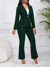 Load image into Gallery viewer, Chic Womens Two-Piece Suit Set - Flattering Lapel Blazer with Button Front &amp; Bootcut Pants Outfit - Shop &amp; Buy
