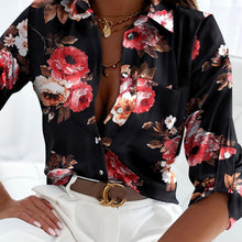 Load image into Gallery viewer, Chic Womens V-neck Printed Blouse - Long Sleeve Button Style for Spring/Fall - Shop &amp; Buy
