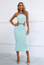 Load image into Gallery viewer, Chunky Chain Halter Neck Cutout Mini Bodycon Dress - Shop &amp; Buy