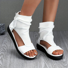 Load image into Gallery viewer, Chunky Platform Wedge Sandals for Women - Zipper Closure, Faux Leather Upper, Open Toe
