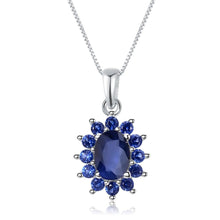 Load image into Gallery viewer, Classic 0.94Ct Natural Blue Sapphire Genuine 585 14K 10K 18K Gold 925 Silver Pendant Necklace For Women Necklace - Shop &amp; Buy