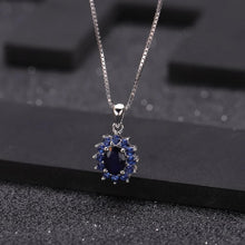 Load image into Gallery viewer, Classic 0.94Ct Natural Blue Sapphire Genuine 585 14K 10K 18K Gold 925 Silver Pendant Necklace For Women Necklace - Shop &amp; Buy
