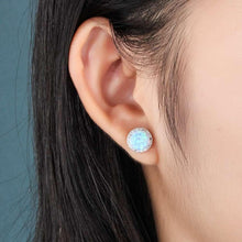 Load image into Gallery viewer, Classic 925 Sterling Silver Stud Earrings Round White Pink Blue Opal Earrings with Cubic Zirconia Jewelry Gift - Shop &amp; Buy

