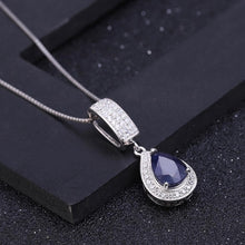 Load image into Gallery viewer, Classic Natural Blue Sapphire Gemstone Jewelry Set 925 Sterling Silver Pendant Earrings Ring Set For Women - Shop &amp; Buy
