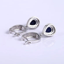 Load image into Gallery viewer, Classic Natural Blue Sapphire Gemstone Jewelry Set 925 Sterling Silver Pendant Earrings Ring Set For Women - Shop &amp; Buy
