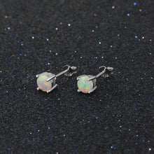 Load image into Gallery viewer, Classic Opal Earrings for Women 925 Sterling Silver Stud Earrings Round Small Earrings Christmas Gift - Shop &amp; Buy
