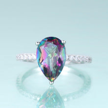 Load image into Gallery viewer, Classic Pear Shape Rainbow Mystic Quartz Gemstone Engagement Rings 925 Sterling Silver Dainty Promise Ring - Shop &amp; Buy
