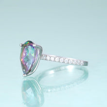 Load image into Gallery viewer, Classic Pear Shape Rainbow Mystic Quartz Gemstone Engagement Rings 925 Sterling Silver Dainty Promise Ring - Shop &amp; Buy
