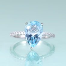 Load image into Gallery viewer, Classic Pear Shape Sky Blue Topaz Engagement Rings 925 Sterling Silver Dainty Promise Ring September Birthstone - Shop &amp; Buy
