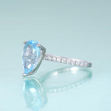 Load image into Gallery viewer, Classic Pear Shape Sky Blue Topaz Engagement Rings 925 Sterling Silver Dainty Promise Ring September Birthstone - Shop &amp; Buy
