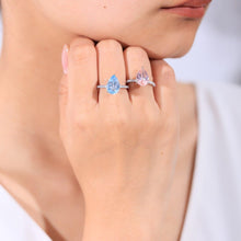 Load image into Gallery viewer, Classic Pear Shape Sky Blue Topaz Engagement Rings 925 Sterling Silver Dainty Promise Ring September Birthstone - Shop &amp; Buy
