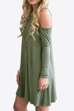 Load image into Gallery viewer, Cold-Shoulder Long Sleeve Round Neck Dress - Shop &amp; Buy