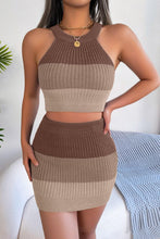 Load image into Gallery viewer, Color Block Sleeveless Crop Knit Top and Skirt Set - Shop &amp; Buy