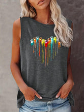 Load image into Gallery viewer, Colorful Paw Print Crew Neck Tank Top, Casual Sleeveless Top For Summer, Womens Clothing - Shop &amp; Buy
