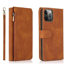 Load image into Gallery viewer, Comfortable Skin Feel Leather Case For iPhone 14 Pro Max 13 12 Mini Pro Zipper Wallet with Lanyard Multifunction Design Cover - Shop &amp; Buy
