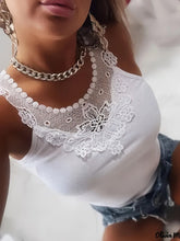 Load image into Gallery viewer, Contrast Lace Tank Top, Elegant Sleeveless Tank Top For Summer, Womens Clothing - Shop &amp; Buy
