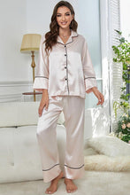 Load image into Gallery viewer, Contrast Piping Button-Up Top and Pants Pajama Set - Shop &amp; Buy