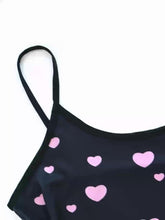 Load image into Gallery viewer, Cozy Heart Print Pajama Set - Romantic Cami Top with Feminine Lettuce Trim &amp; Elastic Waist Shorts - Shop &amp; Buy
