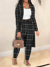 Load image into Gallery viewer, Cozy Plaid Two-piece Outfit Set - Trendy Long Sleeve Open Front Cardigan &amp; Drawstring Pants - Versatile Casual Wear for Women - Shop &amp; Buy
