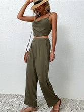 Load image into Gallery viewer, Crisscross Back Cropped Top and Pants Set - Shop &amp; Buy