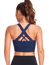 Load image into Gallery viewer, Cross Back Shoulder Strap High Impact Yoga Active Wear Women Padded Seamless Wire Free Removable Cup Tank Top - Shop &amp; Buy
