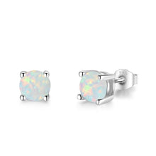 Load image into Gallery viewer, Cute 5mm Created Blue Pink White Opal Earrings for Women 925 Sterling Silver Stud Earrings Round Small Earrings - Shop &amp; Buy
