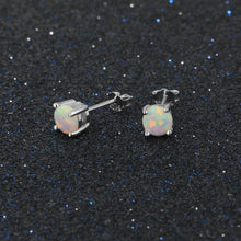 Load image into Gallery viewer, Cute 5mm Created Blue Pink White Opal Earrings for Women 925 Sterling Silver Stud Earrings Round Small Earrings - Shop &amp; Buy
