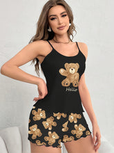Load image into Gallery viewer, Cute Backless Teddy Bear Pajama Set - Frilly Trim &amp; Elastic Shorts - Comfy Sleepwear for Women - Shop &amp; Buy
