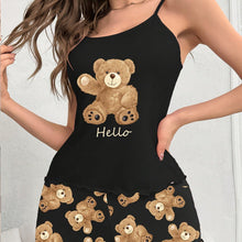 Load image into Gallery viewer, Cute Backless Teddy Bear Pajama Set - Frilly Trim &amp; Elastic Shorts - Comfy Sleepwear for Women - Shop &amp; Buy

