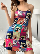 Load image into Gallery viewer, Cute Cartoon Print Nightgown, Round Neck Backless Frill Trim Slip Dress, Women Sleepwear - Shop &amp; Buy
