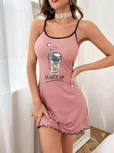 Load image into Gallery viewer, Cute Coffee Slogan Nightdress - Fashionable Casual Sleepwear - [Backless Round Neck Design with Delicate Lettuce Trim - Shop &amp; Buy
