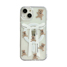Load image into Gallery viewer, Cute stand holder capa shell bear Magnetic phone case bow cover for iphone 15 14 pro max 11 12 13 promax case - Shop &amp; Buy
