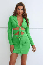 Load image into Gallery viewer, Cutout Tied Blazer and Skirt Set - Shop &amp; Buy