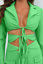 Load image into Gallery viewer, Cutout Tied Blazer and Skirt Set - Shop &amp; Buy