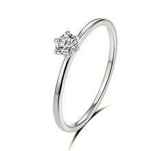 Load image into Gallery viewer, 18K White Gold Plated Ring for Women 0.2ct Test Past D Moissanite Diamond Solitaire Ring
