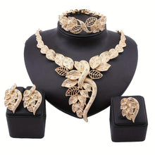 Load image into Gallery viewer, Dazzling 18k Gold Plated Floral Jewelry Set - Hypoallergenic Earrings, Necklace, Bracelet &amp; Ring - Shop &amp; Buy
