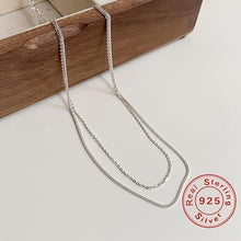 Load image into Gallery viewer, Dazzling Double Layer Sterling Silver Necklace - Timeless Silver Hue, Minimalist Elegance - Shop &amp; Buy
