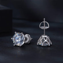 Load image into Gallery viewer, Dazzling Moissanite Stud Earrings - Premium 925 Sterling Silver, Hypoallergenic, Timeless Elegance - Shop &amp; Buy

