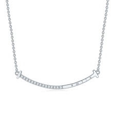 Load image into Gallery viewer, DEF Round Cut Colorless Moissanite Bar Necklace in 925 Sterling Silver Valentine&#39;s Day Gift Pendant For Women - Shop &amp; Buy

