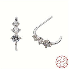 Load image into Gallery viewer, Delicate 925 Sterling Silver Hypoallergenic Stud Earrings With Shiny Zircon Inlaid Elegant Leisure Style - Shop &amp; Buy
