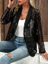 Load image into Gallery viewer, Delicate Floral Lace Jacket - Stylish Open Front with Chic Lapel - Versatile Long Sleeve - Shop &amp; Buy

