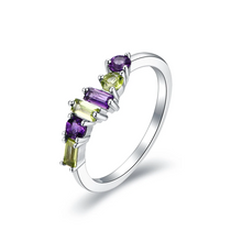 Load image into Gallery viewer, Classic Natural Amethyst Peridot Ring for Women Fine Jewelry
