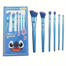 Load image into Gallery viewer, Disney Stitch 6-Piece Makeup Brush Set - Kawaii Wooden Handle, Polyester Bristles for Powder - Shop &amp; Buy
