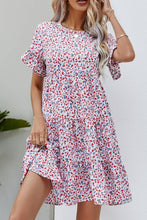 Load image into Gallery viewer, Ditsy Floral Flounce Sleeve Tiered Dress - Shop &amp; Buy