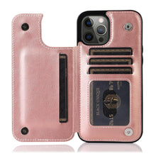 Load image into Gallery viewer, Double Buckle Leather Case for iPhone 14 Pro Max 13 12 Mini Pro with Card Slots and Stand Function Drop Protection Cover - Shop &amp; Buy

