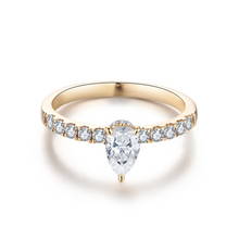 Load image into Gallery viewer, New 5*7mm Moissanite 10k Yellow Gold Pear Shape Engagement Ring
