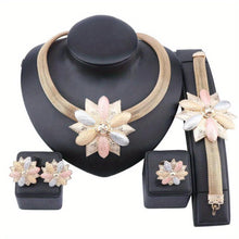 Load image into Gallery viewer, Earrings + Necklace +ring +bracelet Elegant Jewelry Set 18k Plated Classic Flower Design - Shop &amp; Buy
